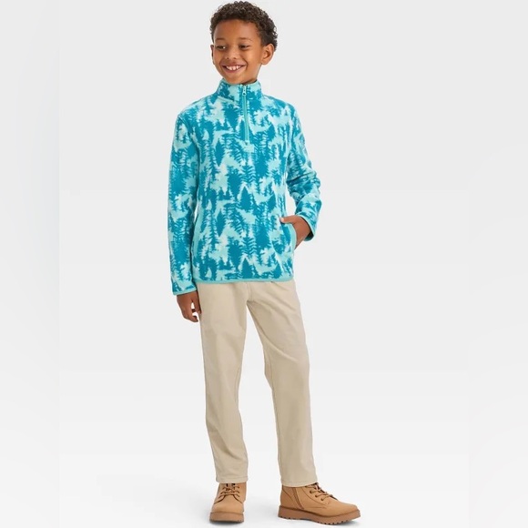 *WINTER SALE* Cat & Jack Boys’ Fleece Mock Neck Zip-Up Sweatshirt - Tree Print - Picture 2 of 4